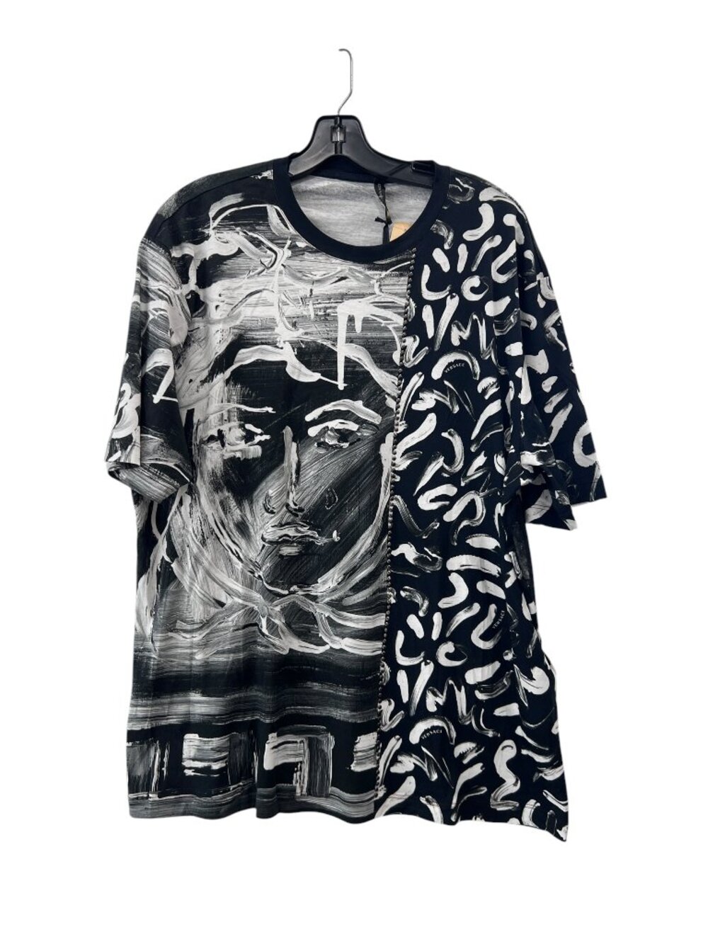 $600 NWD Versace Black White Geometric Medusa Brush Shirt size 4XL